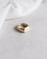 Oval birthstone signet gold