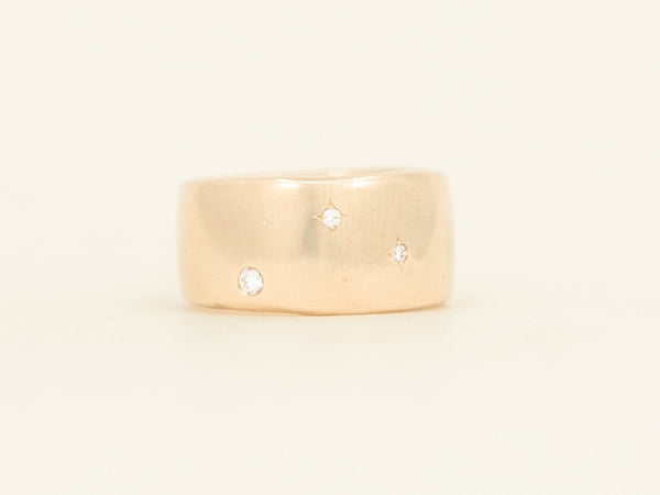 Extra Wide Band - yellow gold starry night