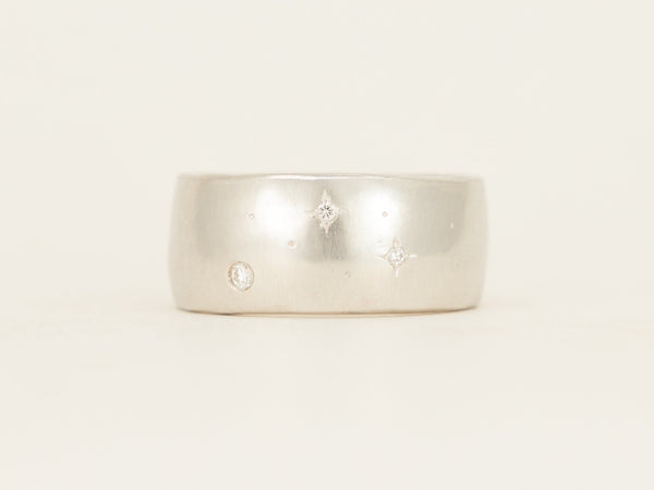 Extra Wide Band - white gold starry night