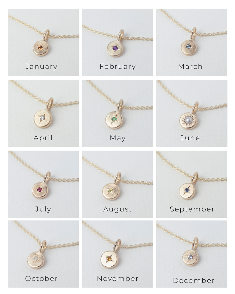 Mini birthstone necklace gold