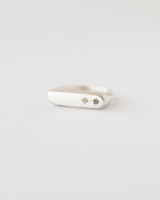 Rectangle birthstone signet ring silver