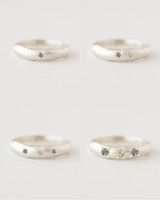 Molten multi-gemstone ring silver