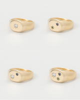 Round birthstone signet gold