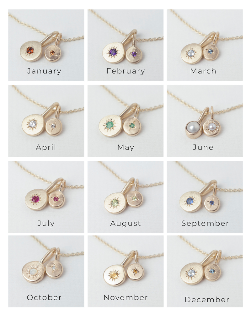 Birthstone necklace stack gold
