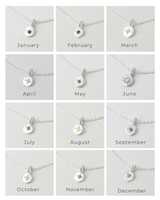 Mini birthstone necklace silver