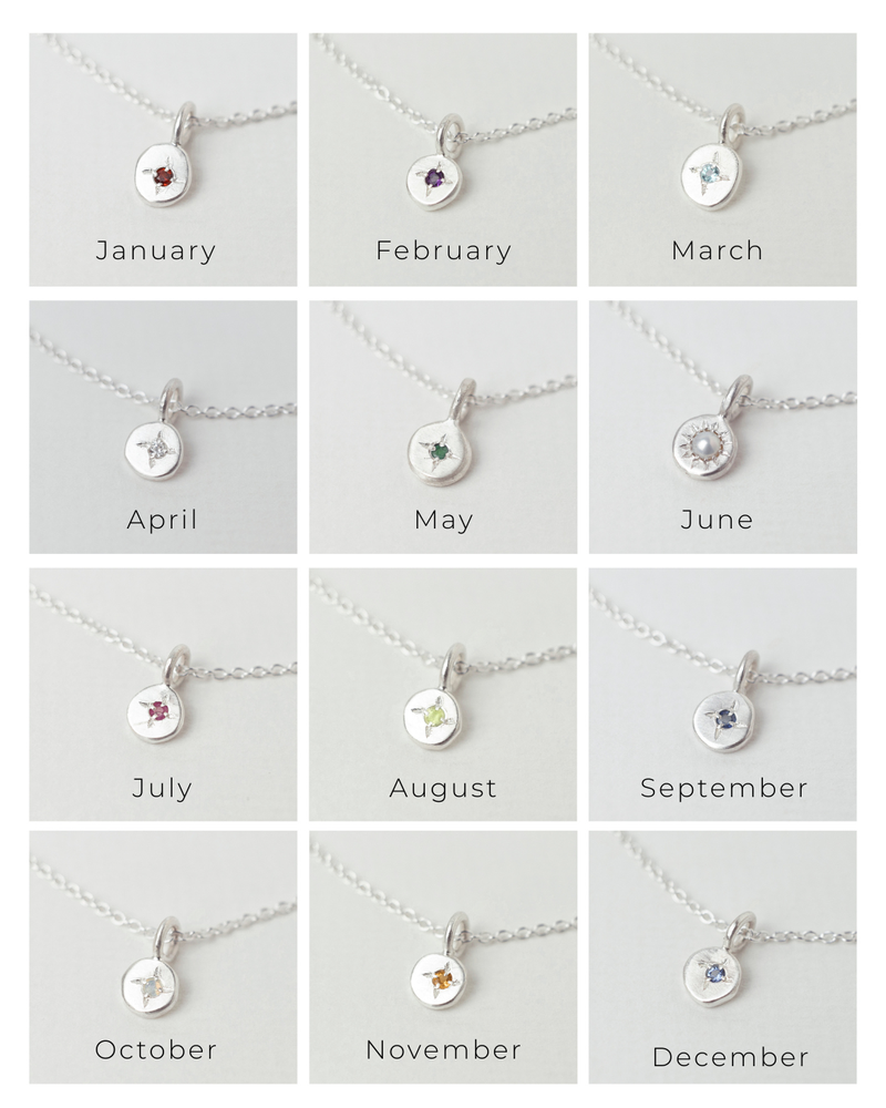 Mini birthstone necklace silver