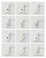 Birthstone necklace silver
