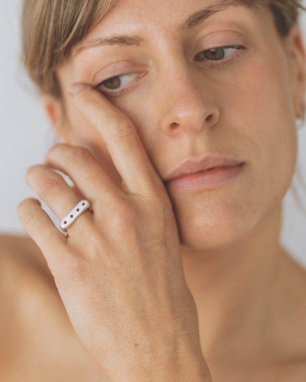 Rectangle birthstone signet ring silver