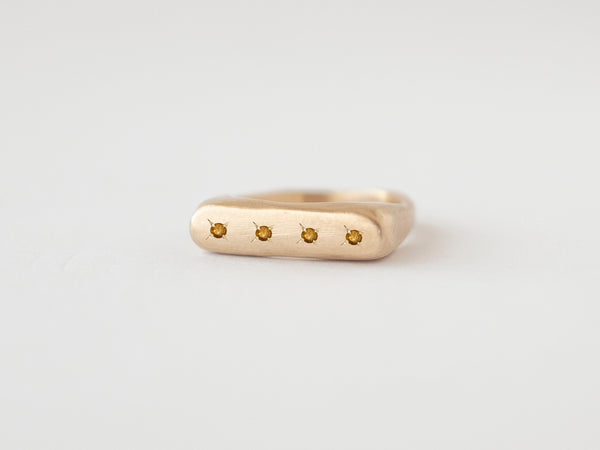 Rectangle birthstone signet ring gold