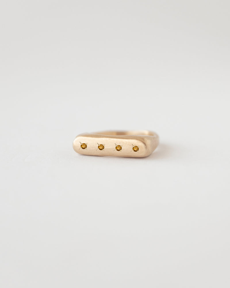 Rectangle birthstone signet ring gold