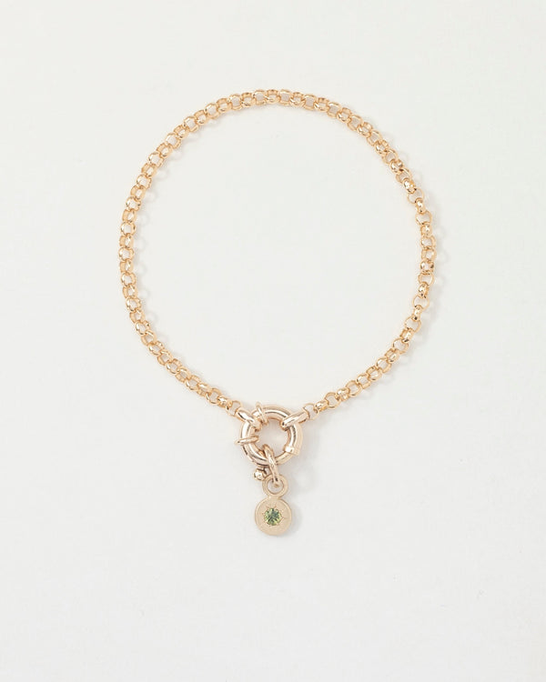 Round Birthstone Charm Bracelet Gold