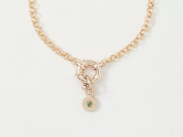 Round Birthstone Charm Bracelet Gold