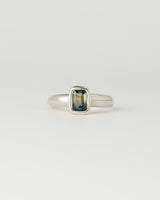 Aurora Solitaire - Emerald Cut Parti Sapphire - White Gold