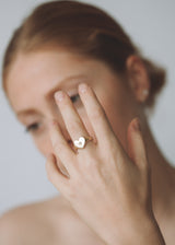 Mini love heart birthstone signet gold
