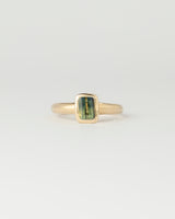 Aurora petite Solitaire - Emerald Cut Parti Sapphire - Yellow Gold