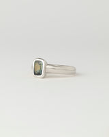 Aurora Solitaire - Emerald Cut Parti Sapphire - White Gold