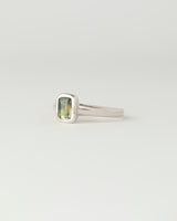 Aurora petite Solitaire - Emerald Cut Parti Sapphire - White Gold