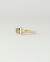 Aurora petite Solitaire - Emerald Cut Parti Sapphire - Yellow Gold
