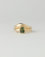 Aurora petite Solitaire - Emerald Cut Parti Sapphire - Yellow Gold