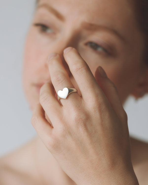 Mini love heart signet silver