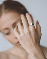 Mini love heart gemstone signet gold - ready to ship