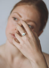 Mini round birthstone signet silver
