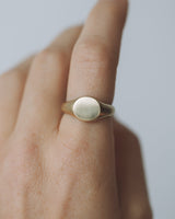 Mini round birthstone signet gold -  ready to ship