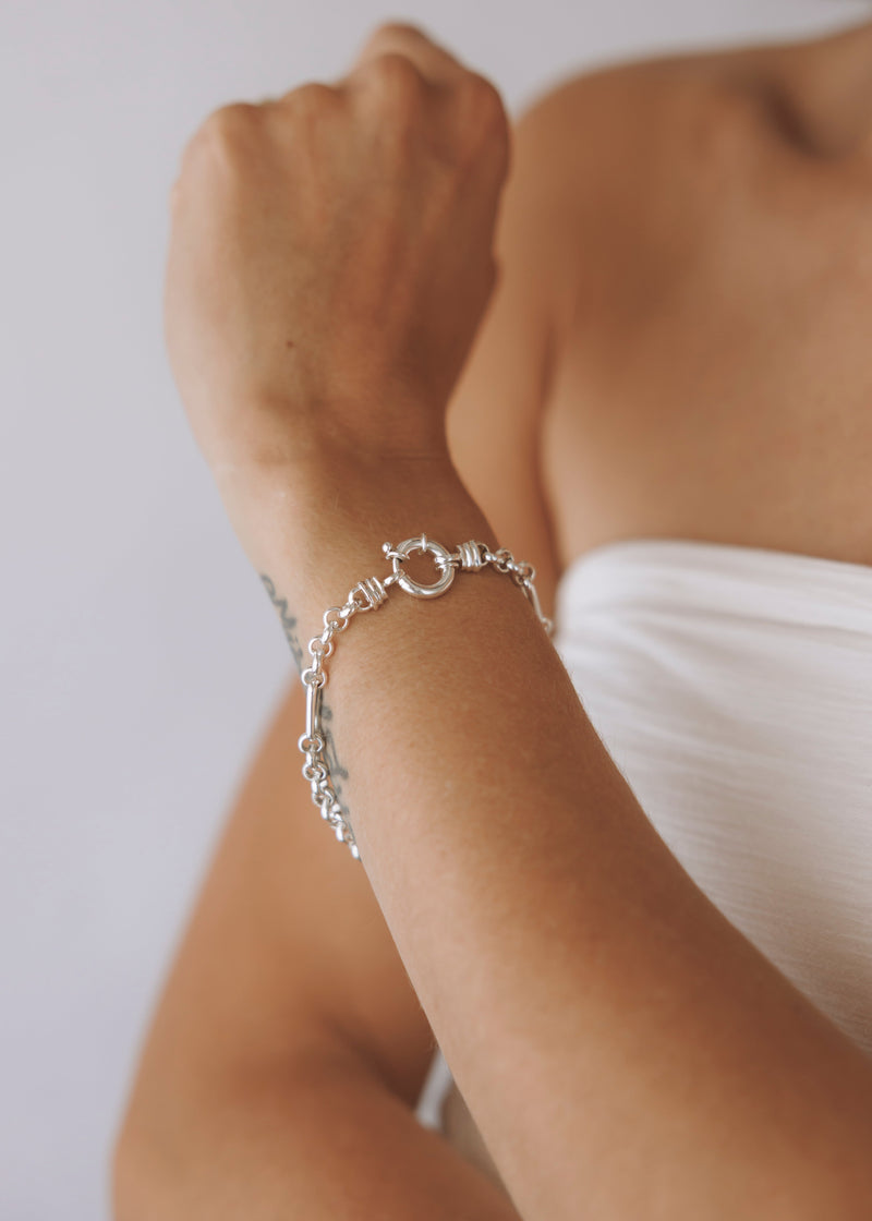 Mixed Links Belcher Bracelet Silver (5.5mm) - Ready to Ship