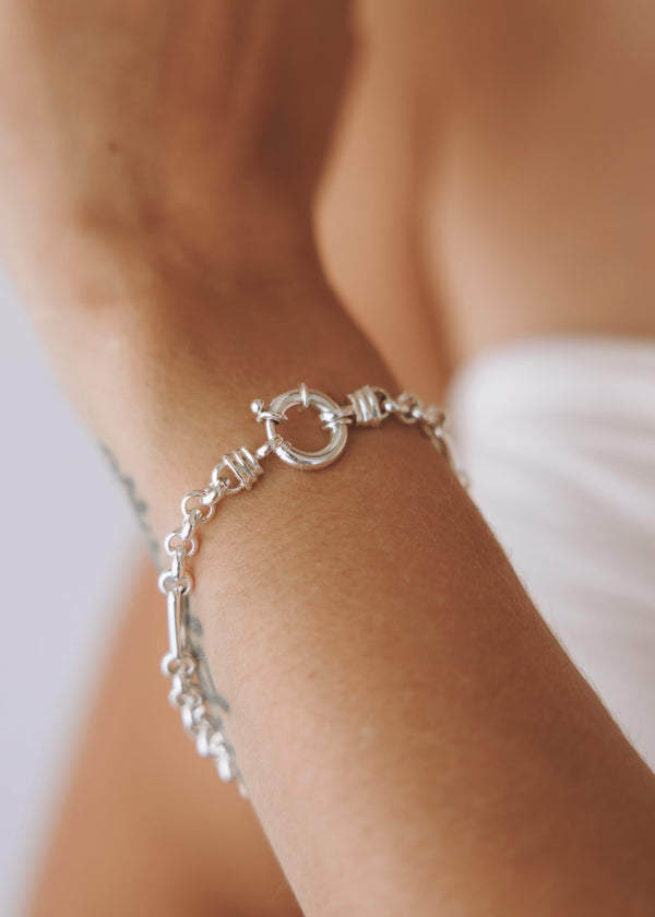 Mixed Links Belcher Bracelet Silver (5.5mm) - Ready to Ship