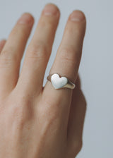 Mini love heart signet ring silver