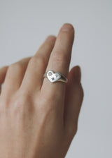 Mini love heart birthstone signet silver