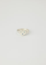 Mini love heart birthstone signet silver