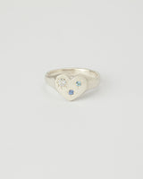 Mini love heart gemstone signet silver - ready to ship