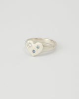Mini love heart gemstone signet silver - ready to ship