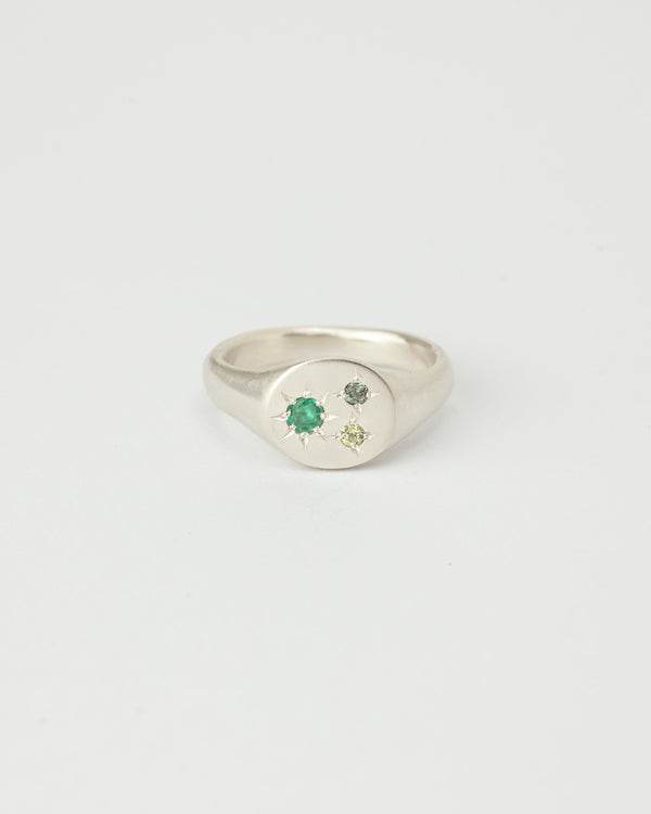 Mini round gemstone signet silver - ready to ship