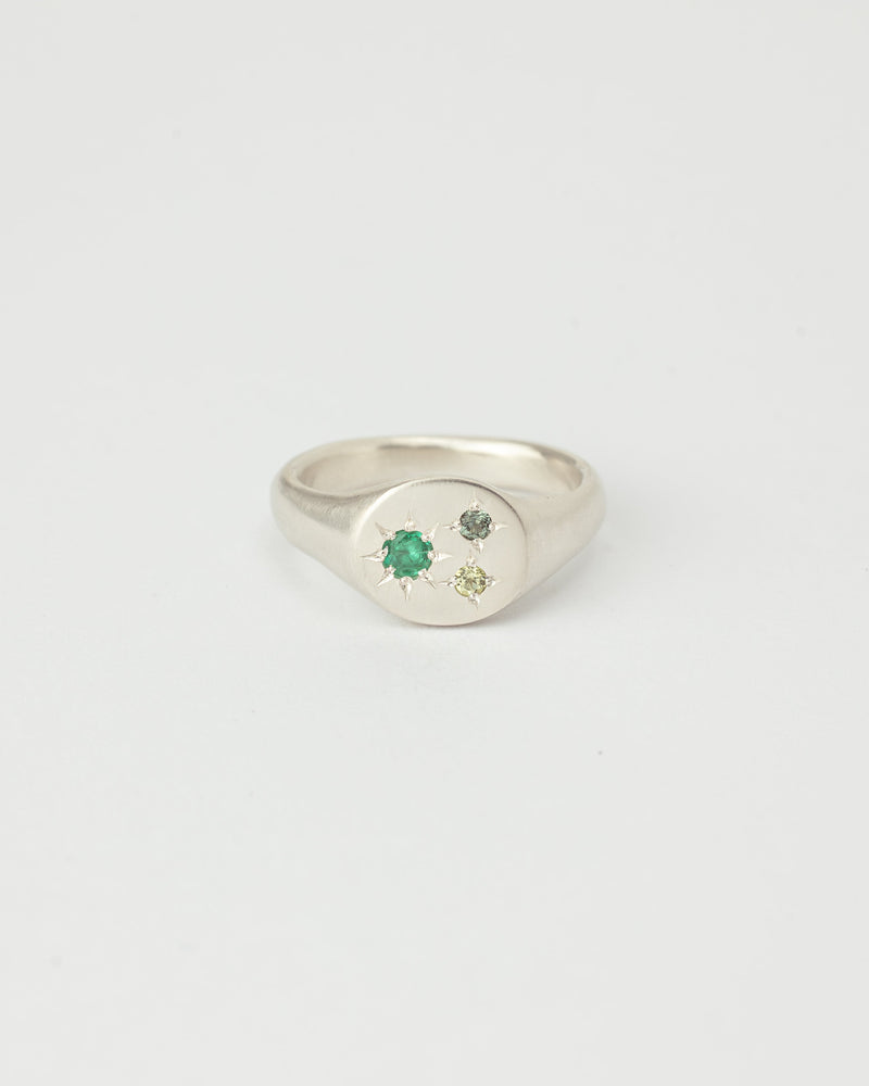 Mini round gemstone signet silver - ready to ship