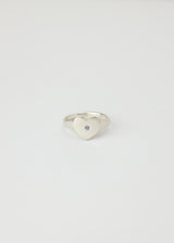 Mini love heart tanzanite signet silver - ready to ship