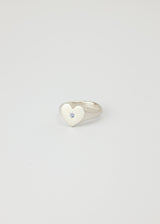 Mini love heart tanzanite signet silver - ready to ship