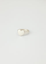 Mini love heart signet ring silver