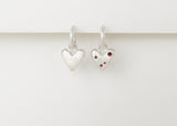 Loveheart starry night hoops silver – rubies + garnets - ready to ship