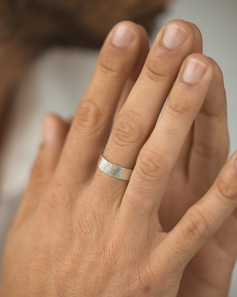 Thick textured band silver - ready to ship