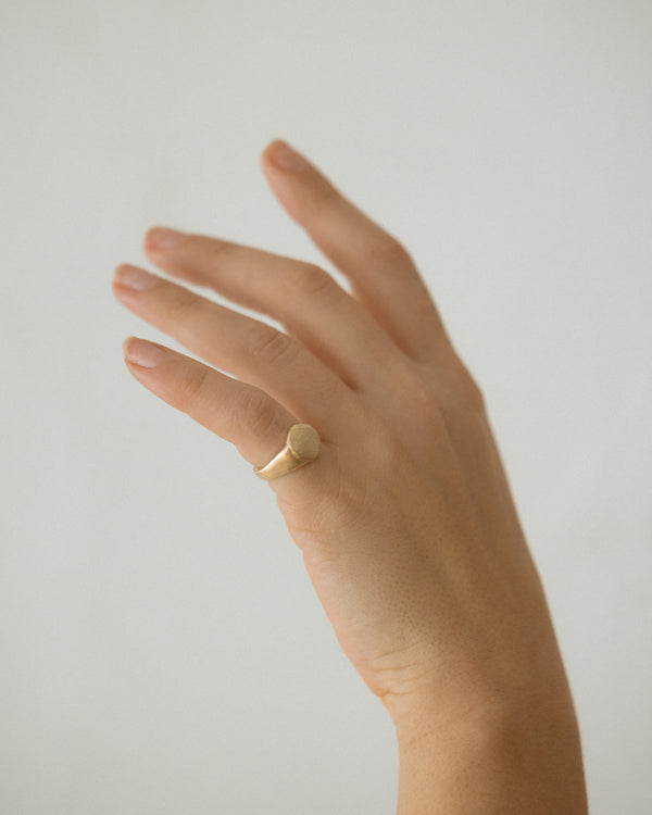 Mini puppy print signet gold