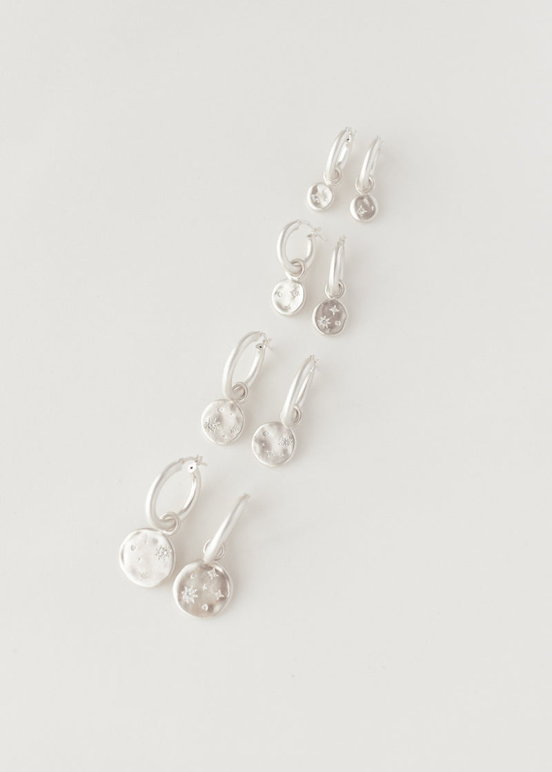 Starry night hoops Medium silver - ready to ship