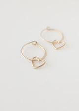 Mini loveheart wire hoops gold
