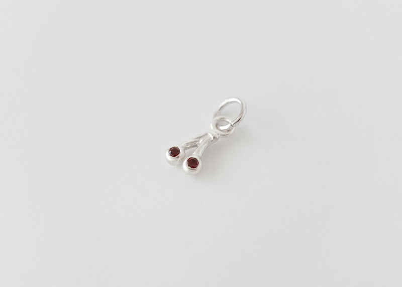 Cerise - Cherry Charm Hoops Gemstones Silver