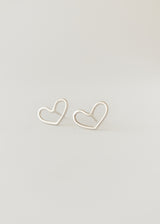 Loveheart wire studs silver - ready to ship