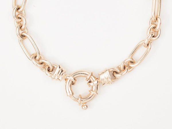 Chunky Mixed Links Belcher Bracelet Gold (6.5mm)