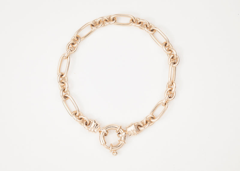 Chunky Mixed Links Belcher Bracelet Gold (6.5mm)