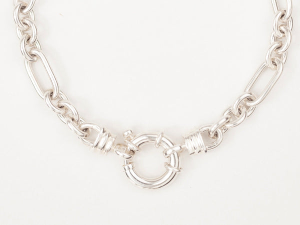 Chunky Mixed Links Belcher Bracelet Silver (6.5mm)