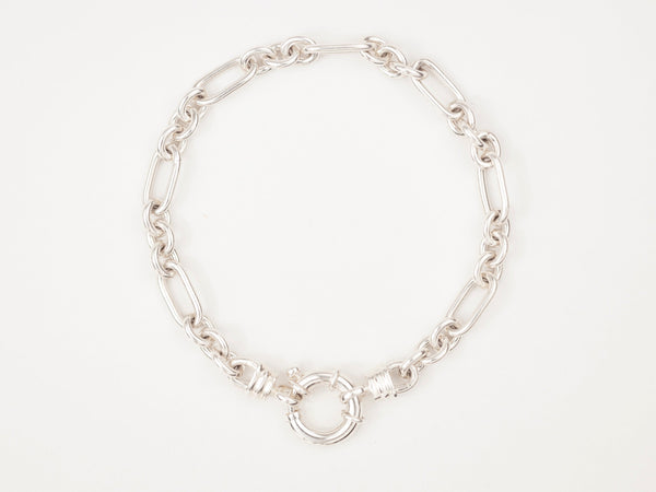 Chunky Mixed Links Belcher Bracelet Silver (6.5mm) - Ready to Ship